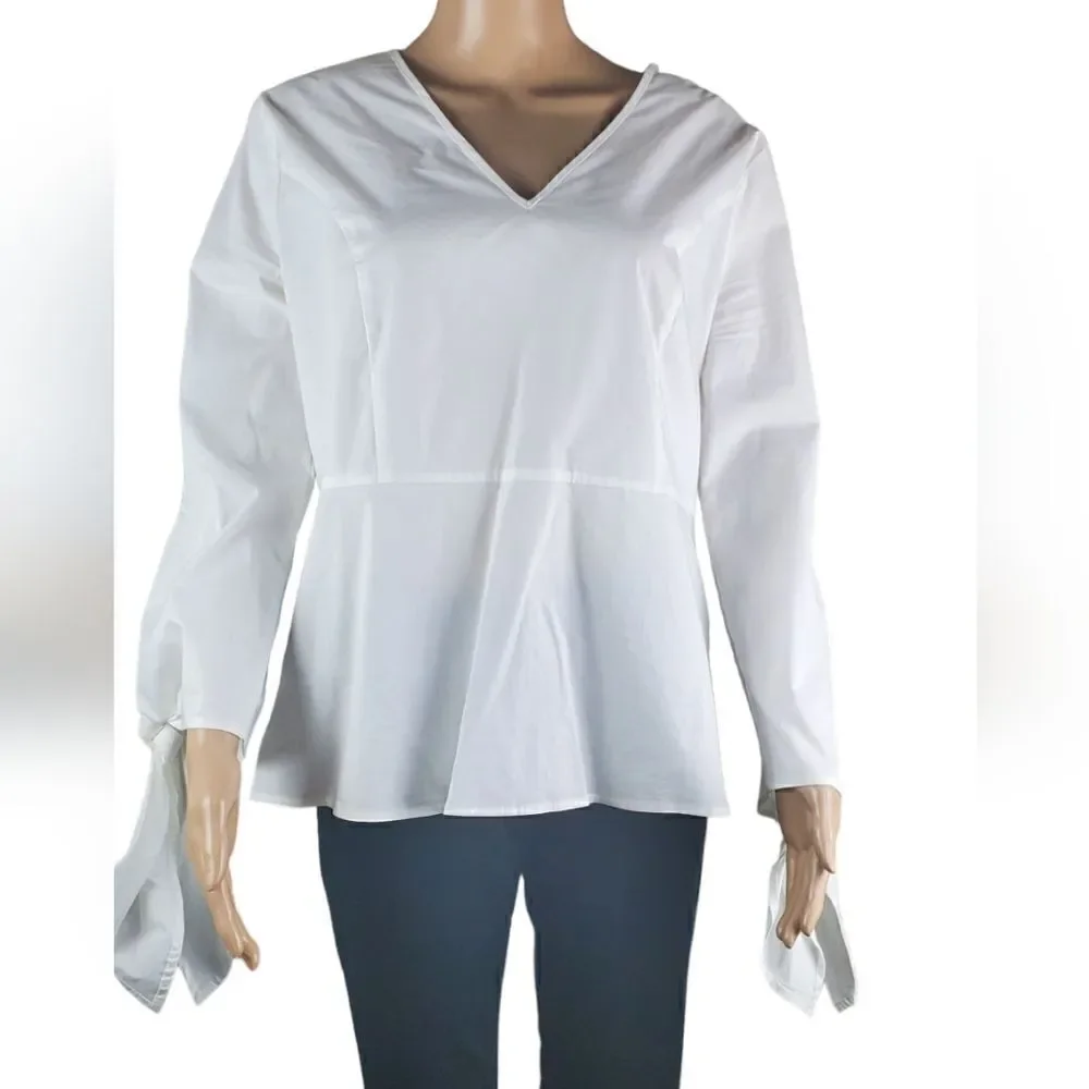 Universal Standard J. Crew White Crisp Popover Blouse